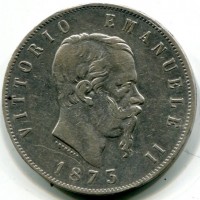 Vittorio Emanuele II (1861-1878): 5 lire 1873-Mi (Gigante#46)