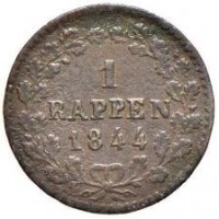 Svizzera, Lucerna: 1 rappen 1844 (HMZ,2#675h), grammi 1.13