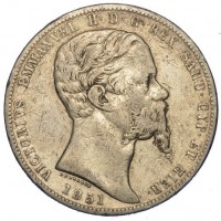 Vittorio Emanuele II (1849-1861): 5 lire 1851-To (Gigante#33)