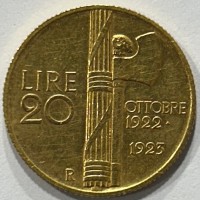 Vittorio Emanuele III (1900-1943): 20 lire 1923 "Fascetto" (Gigante#34)