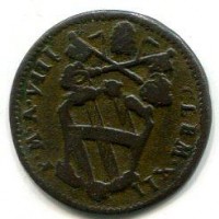 Roma, Clemente XII (1730-1740): quattrino 1738 (Muntoni#160)