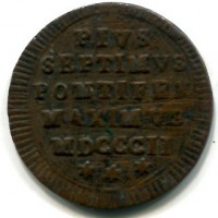 Roma, Pio VII (1800-1823): 1/2 baiocco 1802 (Gigante#62a)
