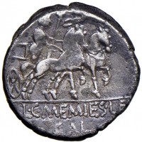 Memmia, L. Memmius e C. Memmius L.f. Galeria (87 a.C.): denario (Varesi#405), grammi 3.61