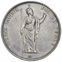 Milano, Governo Provvisorio 1848: 5 lire 1848 (Gigante#3), colpetto
