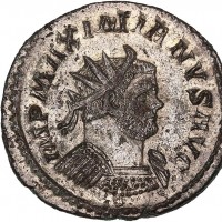 Massimiano Ercole (286-310 d.C.): antoniniano "PAX AVGG", zecca di Lugdunum (RIC,V#399), grammi 4.02, mm 22. Alta qualità con argentatura quasi completa