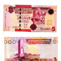 Libia: 5 dinars (2009) (Pick#72)