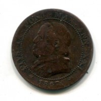 Roma, Pio IX (1846-1870): 1 soldo 1867-XXI (Gigante#326)
