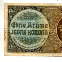 Boemia e Moravia: 1 koruna 1940 (Pick#3a), macchia