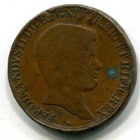 Napoli, Ferdinando II (1830-1859): 10 tornesi 1831 (Gigante#182a), colpi al bordo