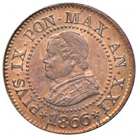 Roma, Pio IX (1846-1870): 1 centesimo 1866-XXI (Gigante#330), conservazione eccezionale, rame rosso