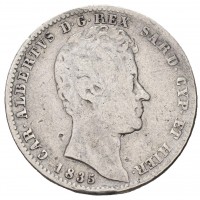 Carlo Alberto (1831-1849): 1 lira 1835-Ge (Gigante#121)