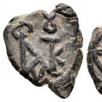 Giustino II (565-578 d.C.): pentanummo, zecca di Costantinopoli, quarta officina (Sear#363), grammi 1,80, 16 mm