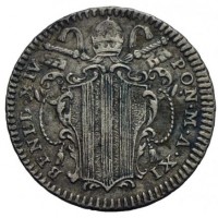 Roma, Benedetto XIV (1740-1758): carlino 1750-XI (Muntoni#156b; CNI#280), grammi 2.54