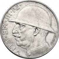 Vittorio Emanuele III (1900-1943): 20 lire 1928 "Elmetto" (Gigante#44), graffietti