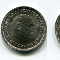 Spagna, Francisco Franco (1939-1975): 25 pesetas 1957 (69) (KM#787)