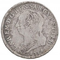 Carlo Emanuele III (1730-1773): 1/4 scudo 1758 (MIR#948d), grammi 8.51