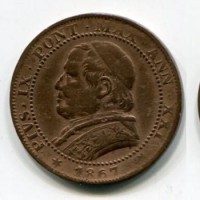 Roma, Pio IX (1846-1870): 1 soldo 1867-XXI (Gigante#326)