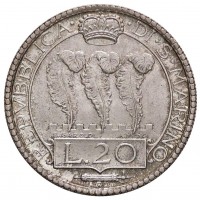 San Marino: 1936, 20 lire (Gigante#6)