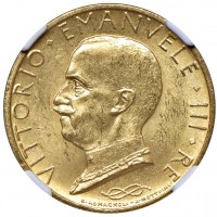 Vittorio Emanuele III (1900-1943): 100 lire 1931-IX (Gigante#9), in slab NGC MS63