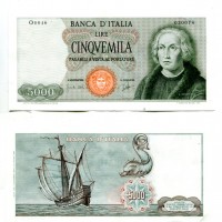 Repubblica: 5.000 lire 03/09/1964 "Colombo 1° tipo" (Gigante#BI66A)