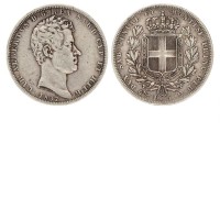 Carlo Alberto (1831-1849): 5 lire 1837-Ge (Gigante#65)