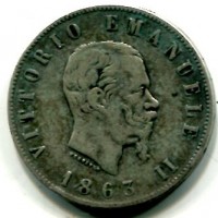 Vittorio Emanuele II (1861-1878): 2 lire 1863-To "Stemma" (Gigante#57)
