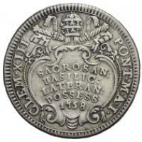 Roma, Clemente XIII (1758-1769): 1/5 scudo 1758-I (Muntoni#15; CNI#2; Cinagli#27v), grammi 5.17