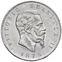 Vittorio Emanuele II (1861-1878): 5 lire 1876-Roma (Gigante#51), grande qualità con solo minimi segnetti di contatto