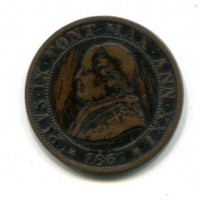 Roma, Pio IX (1846-1870): 1/2 soldo 1867-XXI (Gigante#328)