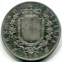Vittorio Emanuele II (1861-1878): 5 lire 1875-Mi (Gigante#49)
