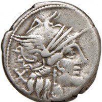 Plutia, C. Plutius (122 a.C.): denario (Varesi#476), grammi 3.89