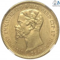 Vittorio Emanuele II (1849-1861): 20 lire 1861-To (Gigante#22), in slab NGC MS62