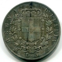 Vittorio Emanuele II (1861-1878): 5 lire 1870-Mi (Gigante#40)
