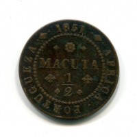 Angola, Maria II (1834-1853): 1/2 macuta 1851 (KM#56)
