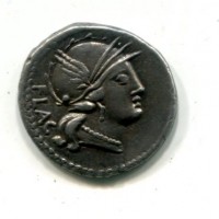 Rutilia, L. Rutilius Flacus (77 a.C.): denario (Crawford#387/1), bella patina