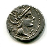 Flaminia, L. Flaminius Cilo (106-105 a.C.): denario, 4,05g (Syd #540)