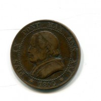 Roma, Pio IX (1846-1870): 1 soldo 1866-XXI (Gigante#325a)