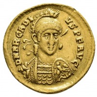 Arcadio (383-408 d.C.):solido, zecca di Costantinopoli "VICTORIA AVGGH" (RIC,X#7), grammi 4.44, 20 mm