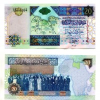 Libia: 20 dinars 1999 (2002) (Pick#67)