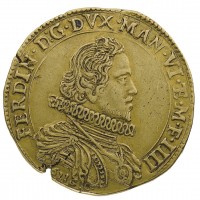 Casale, Ferdinando Gonzaga (1612-1626): due doppie o quadrupla 1621 (CNI,II,179#21; Ravegnani-Morosini,II,93#28), grammi 13.65