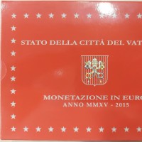 Vaticano 2015: serie euro PROOF 9 pezzi (con medaglia d'argento), in confezione originale zecca