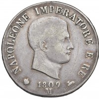 Milano, Napoleone I (1805-1814): 5 lire 1809 (Gigante#100)