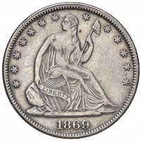 USA: 1/2 dollaro 1869 "Seated Liberty" (KM#68)