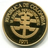 Colombia: 200 pesos 1971 "VI Juegos Panamericanos" (KM#249), grammi 8.54
