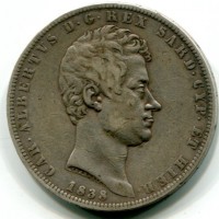 Carlo Alberto (1831-1849): 5 lire 1838-Ge (Gigante#67)
