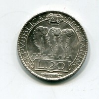 San Marino: 20 lire 1933 (Gigante#4)