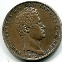 Carlo Alberto (1831-1849): 5 lire 1843-Ge (Gigante#77), colpetto al R/
