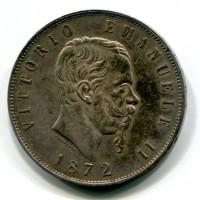 Vittorio Emanuele II (1861-1878): 5 lire 1872-Mi (Gigante#44)
