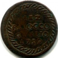 Gubbio, Clemente XIII (1758-1769): 1/2 baiocco 1759 (Muntoni#53)
