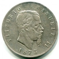 Vittorio Emanuele II (1861-1878): 5 lire 1873-Mi (Gigante#46)
